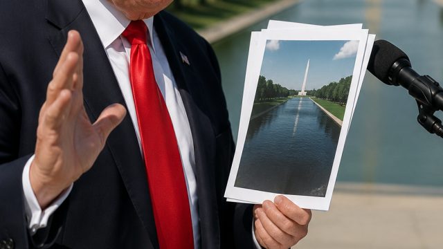 Trump Promises Court Evidence on Reflecting Pool Vandalism Claims